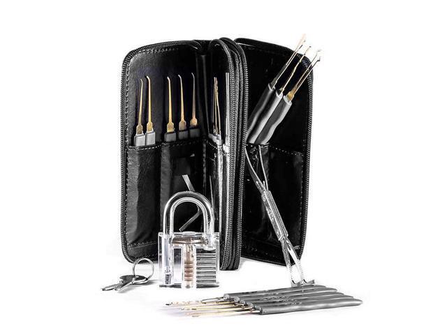 24Pcs Hooks and Wrenchs Lock Set Pratice Games Tools with Transparent Padlock