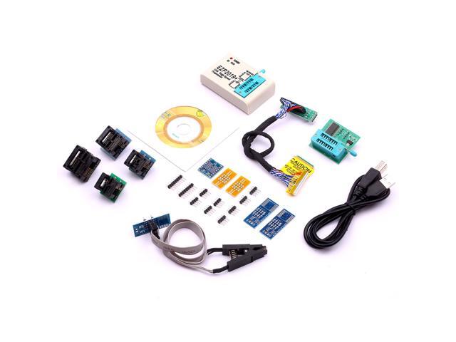 EPROM Programmer Kit High-Speed USB SPI BIOS Flasher Flash Programming Tool Pack with 18V Adapter SOP8 Flash Clip USB Printer Cable for