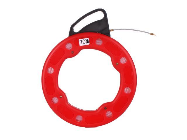 30M Fiberglass Fish Tape Reel Puller Conductive Electrical Cable Puller with Impact Case Electric or Communication Wire Puller Use for Drywall