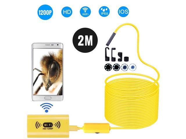 8mm Wireless Endoscope Camera IP68 Waterproof WiFi Inspection 20MP HD 8 LED Semi-Rigid Cable Borescope for iPhones iPads Android Devices and PC