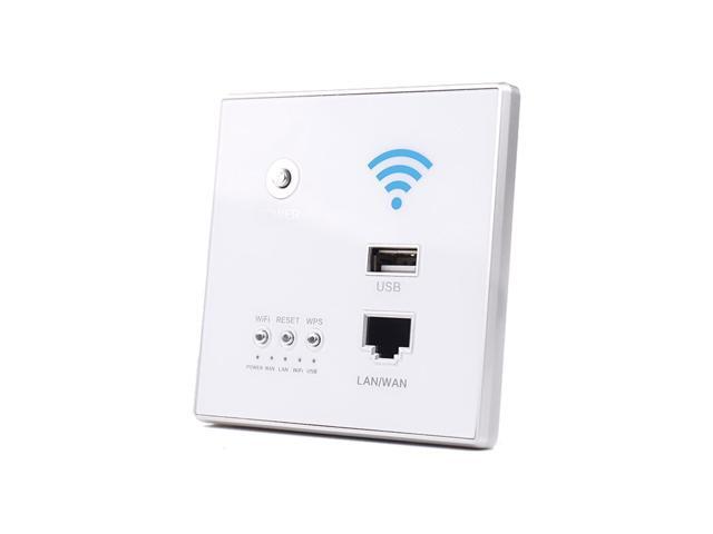 300Mbps Power AP Relay Intelligent Wireless WIFI Repeater Extender Wall Embedded 24GHz Router Panel with USB Socket