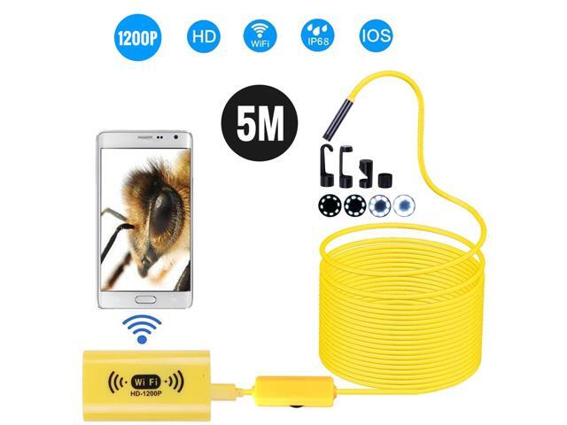 8mm Wireless Endoscope Camera IP68 Waterproof WiFi Inspection 20MP HD 8 LED Semi-Rigid Cable Borescope for iPhones iPads Android Devices and PC