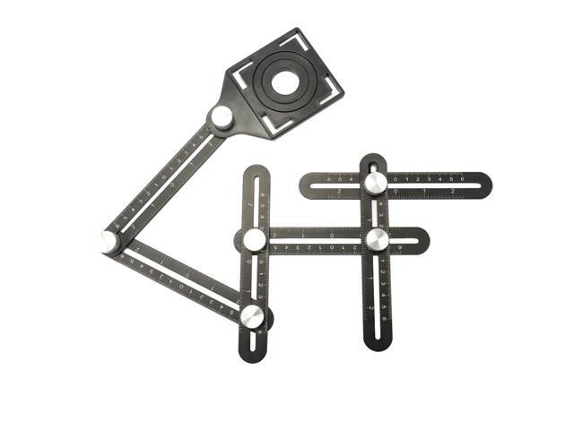 Multifunctional Aluminum Alloy Six-folding Ruler Tile Glass Mud Watt Trepanning Lineation Locator Masons Tool Universal Hole Puncher