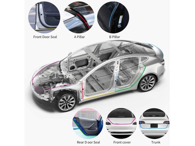11pcs Universal Auto Car Door Seal Kit Adhesive Soundproof Strip Weather Stripping Wind Noise Reduction Kit Weather Draft Seal Strip