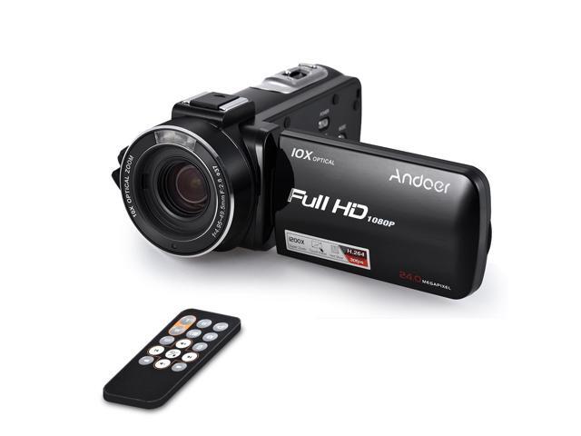 Andoer HDV-Z82 1080P Full HD 24MP Digital Video Camera Camcorder 10X Optical Zoom with 3' LCD Touchscreen Remote Control LED Light Support External