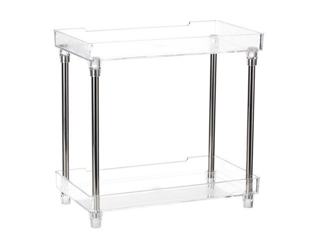 Multi-functional 2-Tier Cosmetic Organizer Tray Storage Shelf Caddy Stand for Bathroom Vanity Countertop