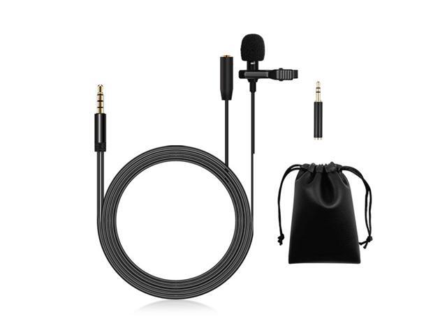 Lavalier Microphone Lapel Clip-on Condenser Mini Mic 35mm TRRS Plug for Video Music Interview Recording with TRS Conversion Plug