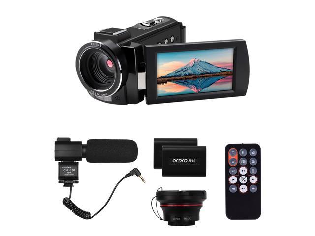 ORDRO HDR-AE8 4K WiFi Digital Video Camera Camcorder DV Recorder 30MP 16X Digital Zoom IR Night Vision 3 Inch IPS LCD Touchscreen with 2pcs