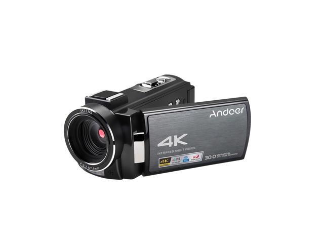 Andoer HDR-AE8 4K WiFi Digital Video Camera Camcorder DV Recorder 30MP 16X Digital Zoom IR Night Vision 3 Inch IPS LCD Touchscreen with 2pcs
