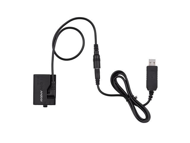 Andoer ACK-E10 5V USB Dummy Battery DC Coupler Adapter(Replacement for LP-E10) Compatible with Canon EOS Rebel T3/T5/T6/T7/T100/Kiss X50/Kiss