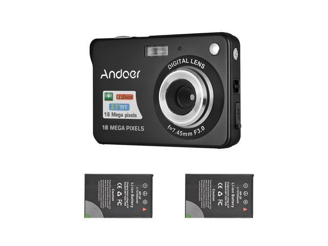 Andoer 18M 720P HD Digital Camera Video Camcorder with 2pcs Rechargeable Batteries 8X Digital Zoom Anti-shake 27inch LCD Kids Christmas Gift