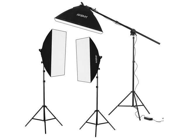 Andoer Studio Photography Softbox LED Light Kit Including 20*28 Inches Softboxes 45W Bi-color Temperature 2700K/5500K Dimmable LED Lights 2 Meters