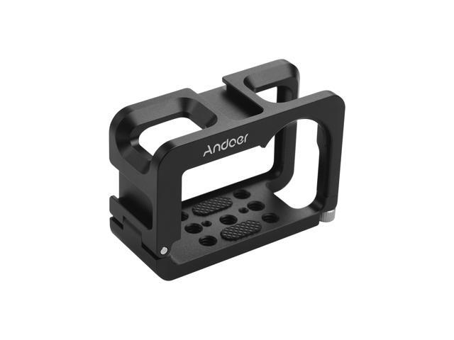 Andoer Metal Camera Cage Compatible with OSMO ACTION Vlogging Shooting Case with Cold Shoe Mount 1/4 Screw Interfaces