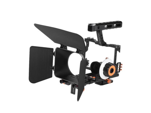 Andoer C500 Aluminum Alloy Camera Camcorder Video Cage Rig Kit Film Making System w/ Matte Box + Follow Focus + Handle + 15mm Rod for Panasonic GH4