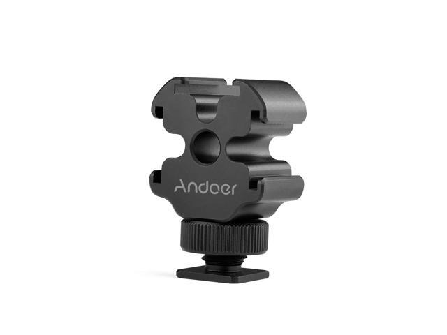 Andoer Portable Aluminum Alloy One-to-Three Cold Shoe Stand Triple Cold Shoe Mount Extension Bracket for Tripod DSLR ILDC Camera Microphone Video