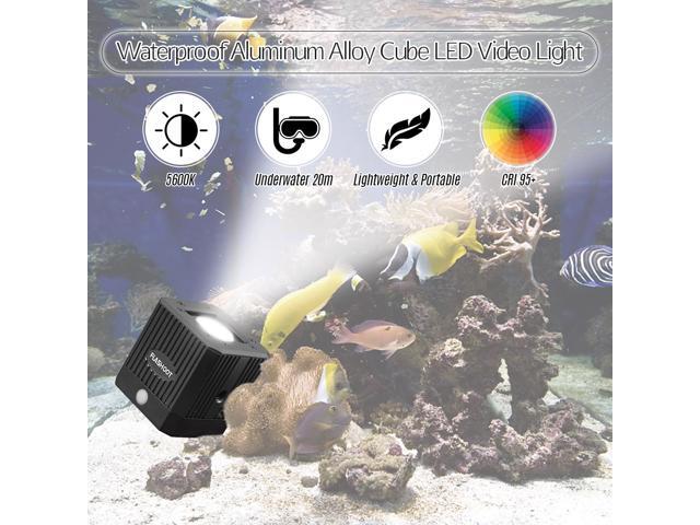 Waterproof Aluminum Alloy Cube LED Video Light 5600K Diving Fill Light Strobe Flash with 1/4 Inch Screw Hole for DSLR Camera Action Camera