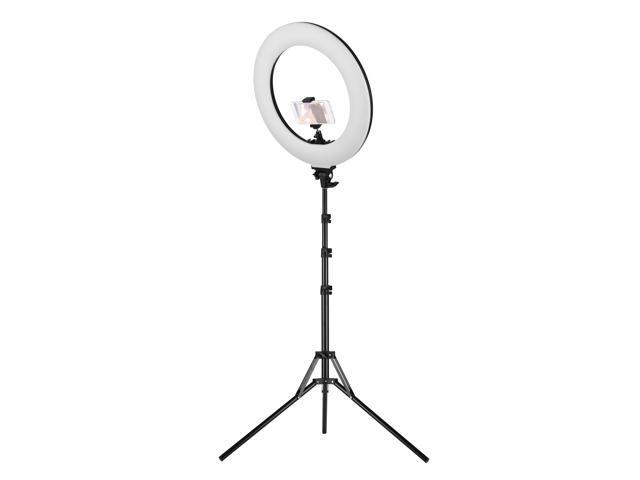 18 Inch LED Ring Light Fill-in Lamp 60W Dimmable Brightness Adjustable 3000-6000K Color Temperature Lighting with Ballhead Cell Phone Holders for