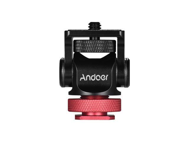 Andoer 180° Rotary Mini Ball Head Ballhead Hot Flash Shoe Mount Adapter 1/4 Inch Screw with Wrench for DSLR Camera Microphone LED Video Light