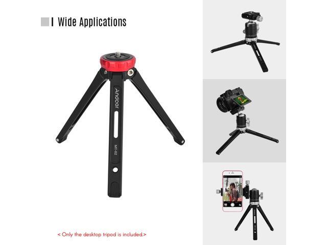Andoer MT-02 Mini Desktop Tripod Aluminum Alloy 1/4' Screw Max Load 15kg/ 33lbs for DSLR Digital Video Camera DV
