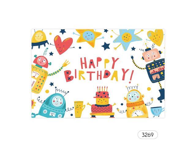 7*5ft Happy Birthday Cartoon Backdrop Baby Shower Kid Birthday Photography Background Cloth Children Carnival Party Decorations Photo Studio