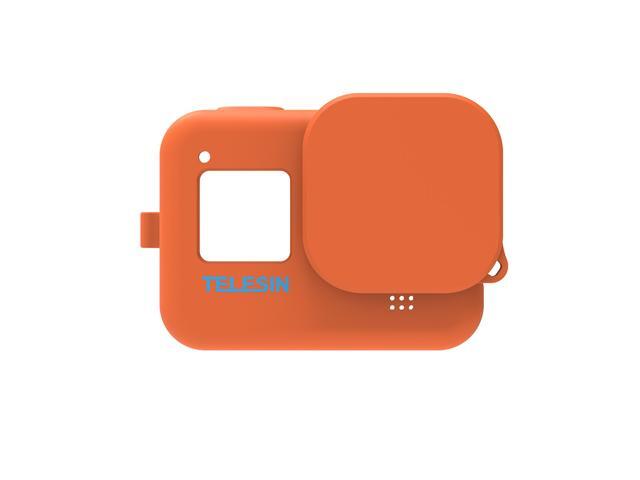 TELESIN Protecive Rubber Case Silicone Sleeve Housing Cover with Lens Cover Lanyard Compatible with GoPro Hero 8 Black Action Camera