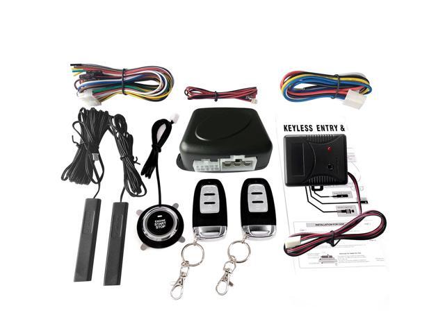 Car SUV Switch Keyless Entry Engine Start Alarm System with Vibration Sensor Push Button Remote Starter Stop Auto Anti-theft System