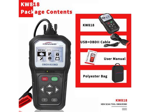 KONNWEI OBDII Scanner Professional (KW818) Car OBD II Scanner Auto Diagnostic Fault Code Reader Automotive Check Engine Light Diagnostic O2 Sensor