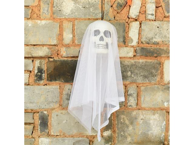 23 Inch Halloween Ghost Hanging Decoration Scary Creepy Flying Skull Ghost with LED Light Eyes Ornament Halloween Gift for Indoor Outdoor Halloween