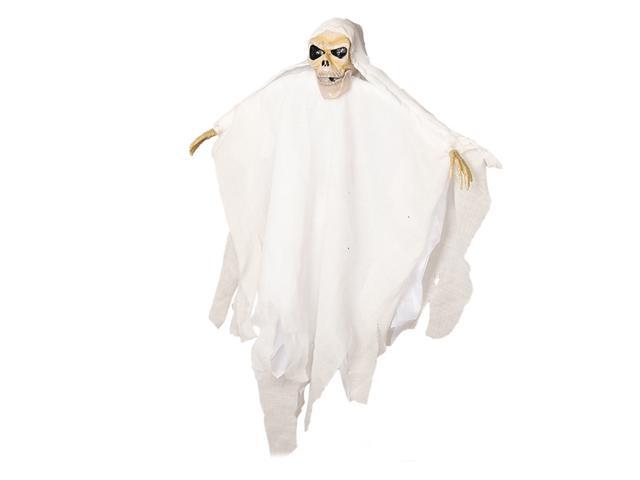 21 Inch Halloween Ghost Hanging Decoration Voice Control Scary Creepy Flying Skull Ghost with Red LED Light Eyes Ornament Halloween Gift for Indoor