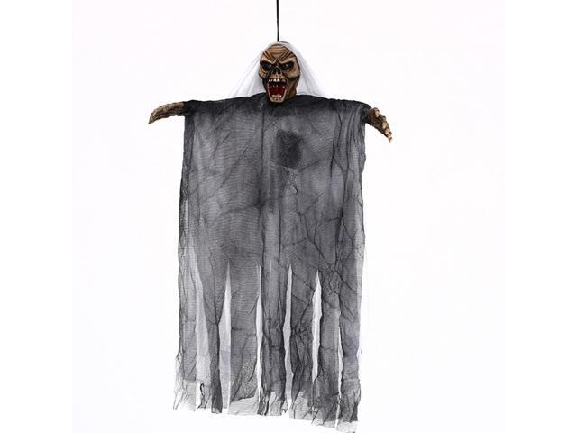 20 Inch Halloween Ghost Hanging Decoration Voice Control & Touch Control Scary Creepy Flying Ghost with Red LED Light Ornament Halloween Gift for