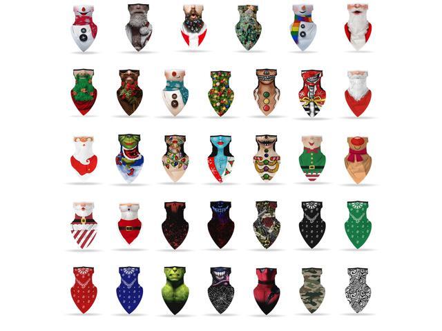 Neck Gaiter with Ear Loops Elastic Breathable Face Cover Scarf Bandana Balaclava for Holiday Outdoor Sports