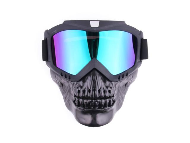 Outdoor Cool Skull Goggles Mask UV Protection Lens Motorcycle Riding Cycling Glasses with Detachable Face Mask