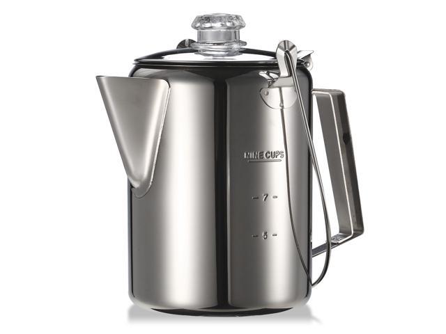 12L Outdoor 9 Cup Stainless Steel Percolator Coffee Pot Coffee Maker for Camping Home Kitchen