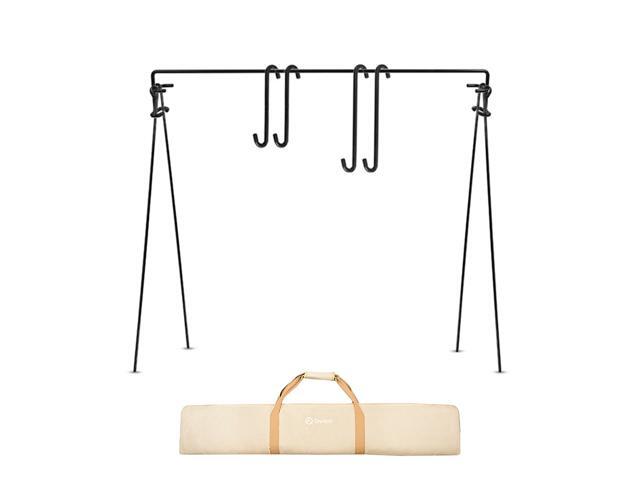 Outdoor Camping Triangular Rack Multi Functional Cookware Rack Folding Iron Hanging Rack Portable Camping Accessory with Storage Bag