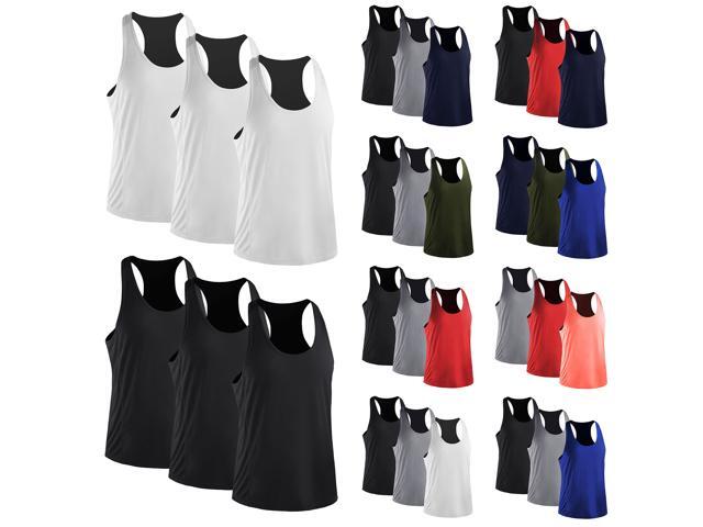 3-Pack Men's A-Shirt Tank Tops Quick-Dry Sport Gym Workout Fitness Running Sleeveless Undershirt Solid Loose Vest