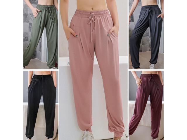 Women Sport Pants Quick Dry with Pockets Drawstring Elastic Waist Trouser Joggers Casual