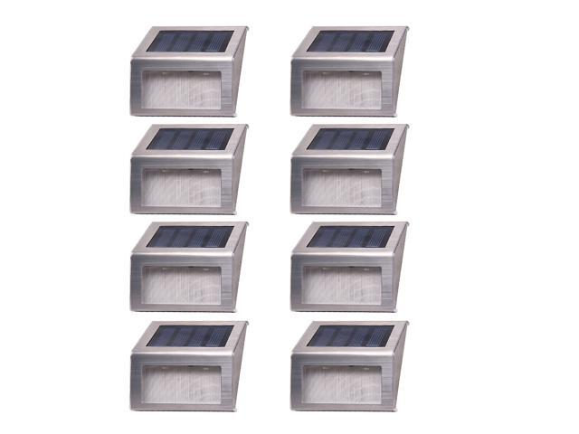 Solar Powered Staircase Step Light 2-LED Wireless Stainless Steel Stairways Path Garden Floor Wall Patio Lamp Landscape Lighting Modern Fixture
