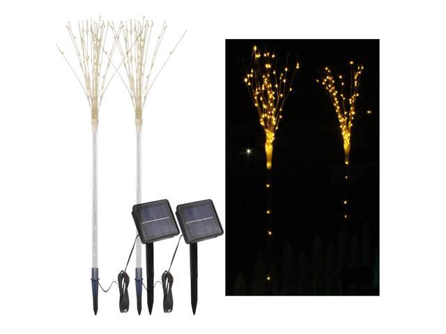 2 Pack Solar Fireworks Tree Lights With Light Sensor 100-LEDs DIY Shape Warm White Garden Decorative Lawn Light Pathway Lamp