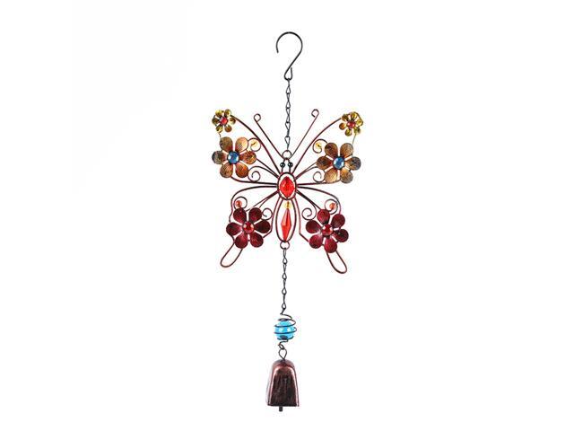 Glass Wind Chime Butterfly Shaped Hanging Ornament Relaxing Multi-tube Wind Chimes Thanksgiving Day Home Outdoor Garden Balcony Backyard Church