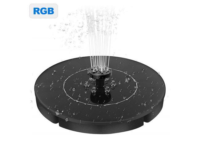 Solar Fountain Pump with LED Lights 24W 10V Solar Water Pump with 800mAh Battery Backup 4 Different Spray Pattern Heads for Bird Bath Fish