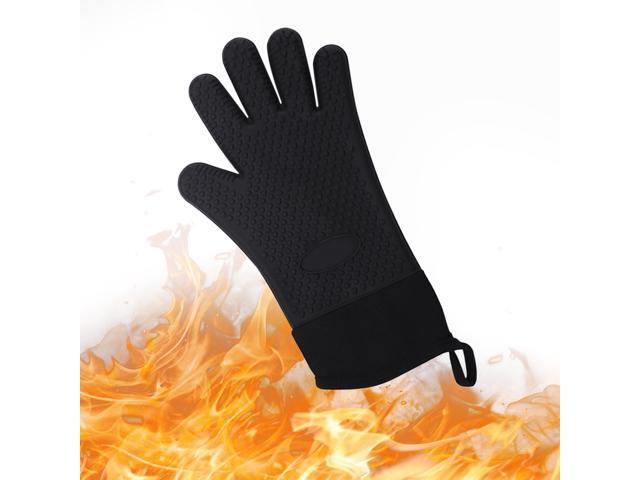 BBQ Gloves Heat Resistant Grill Gloves Insulated Oven Mitts Non-Slip Waterproof Silicone Gloves for Cooking Baking Smoker Fireplace