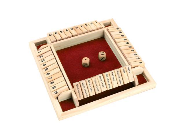 Wood Four Sided 10 Numbers Board Game Set Dice Table Entertainment Board Game Toy for Family Adults Party