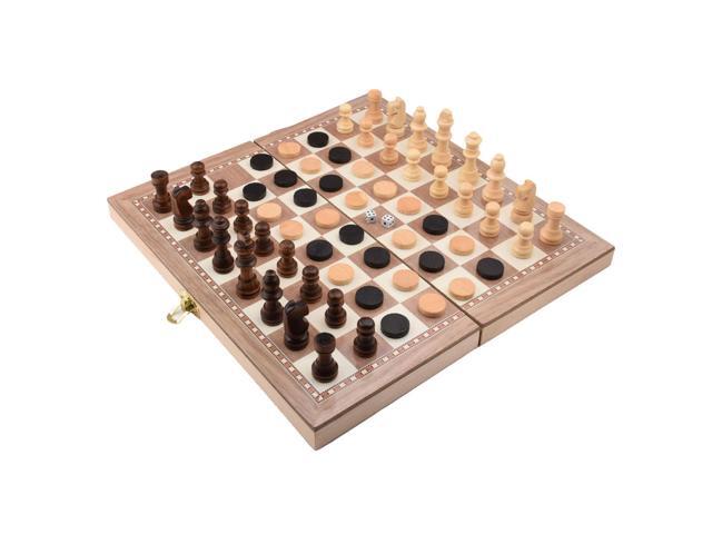 Folding Wooden Three-in-one Suit Chess Board Solid Wood Chess Checkers Suit Gomoku Suit Chess Set