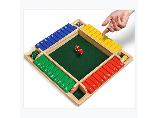 Wood Four Sided 10 Numbers Board Game Set Dice Table Entertainment Board Game Toy for Family Adults Party