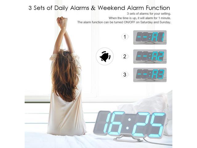 Upgraded 3D Wireless Remote Digital RGB LED Alarm Clock USB Powered Time/Temperature/Date Display 115-Color Changing 3-Level Brightness Sound