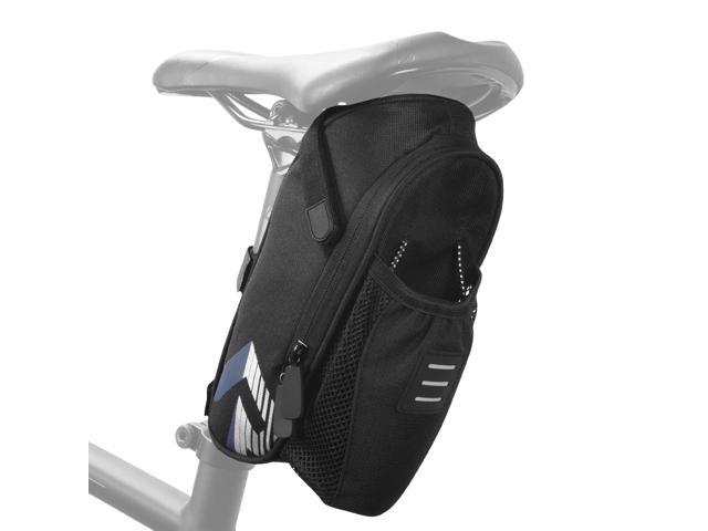 Bicycle Saddle Bag with Water Bottle Pocket Waterproof Bike Seat Bag Reflective Cycling Rear Seat Post Bag with Kettle Pouch Large Capacity Tail