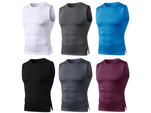 Men Sports Vest Solid Color O Neck Stretchy Quick-drying Split Hem Running Gym Fitness Tank Top Shirt