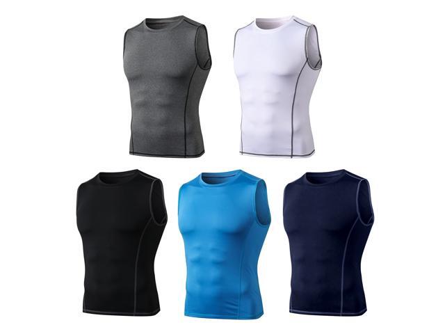 Men Compression Tank Top Sleeveless O-Neck Vest Quick-dry Solid Top Fitness Athletic Training Muscle Sweatshirt