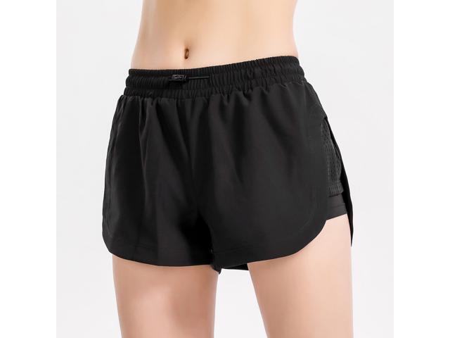 2 in 1 Women Sport Shorts with Mesh Elastic Waist Quick Dry Fitness Gym Workout Compression Yoga Short Pants