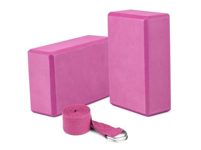 2 Pack Yoga Blocks and Yoga Strap Set Non-Slip EVA Foam Fitness Blocks for Yoga Pilates Fitness Training